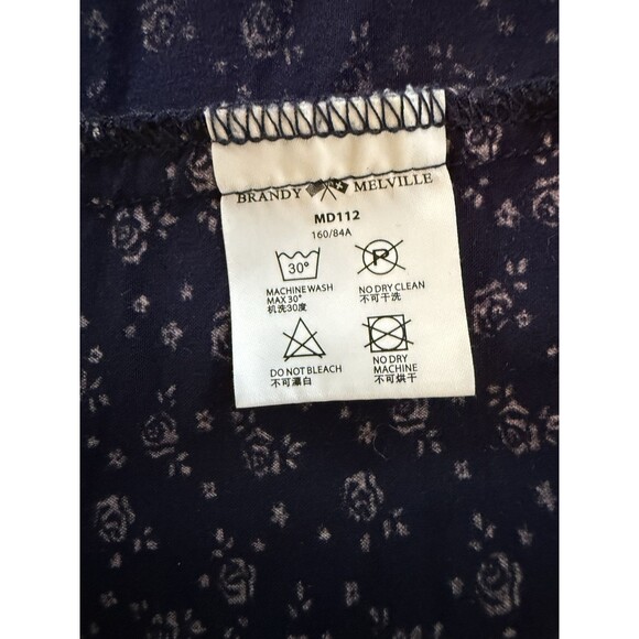 Brandy Melville Navy Floral Wrap Skirt 100% Viscose Lightweight Flowy Casual OS - Picture 4 of 6